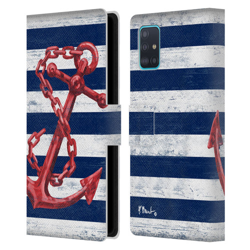 Paul Brent Nautical Westerly Anchor Red Leather Book Wallet Case Cover For Samsung Galaxy A51 (2019)