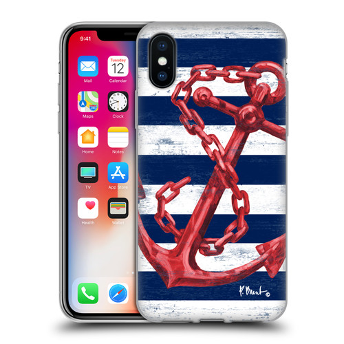 Paul Brent Nautical Westerly Anchor Red Soft Gel Case for Apple iPhone X / iPhone XS