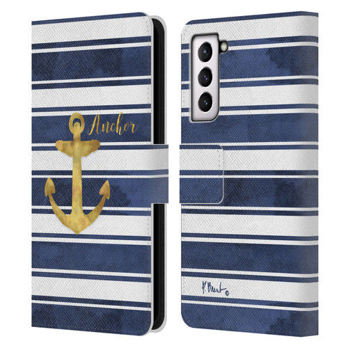 Paul Brent Nautical Anchor Leather Book Wallet Case Cover For Samsung Galaxy S21 5G