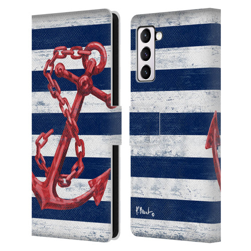 Paul Brent Nautical Westerly Anchor Red Leather Book Wallet Case Cover For Samsung Galaxy S21+ 5G