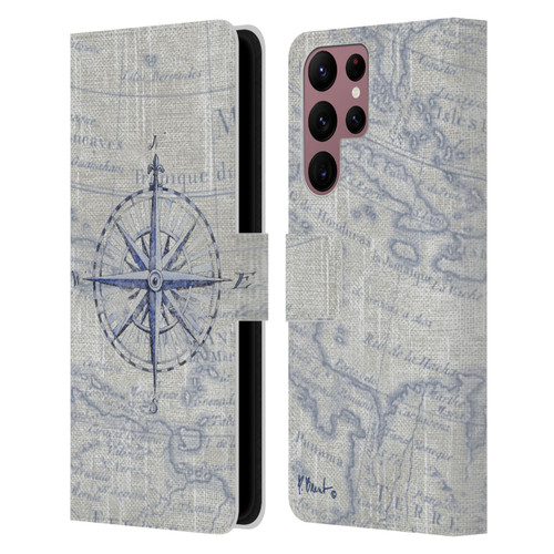 Paul Brent Nautical Vintage Compass Leather Book Wallet Case Cover For Samsung Galaxy S22 Ultra 5G