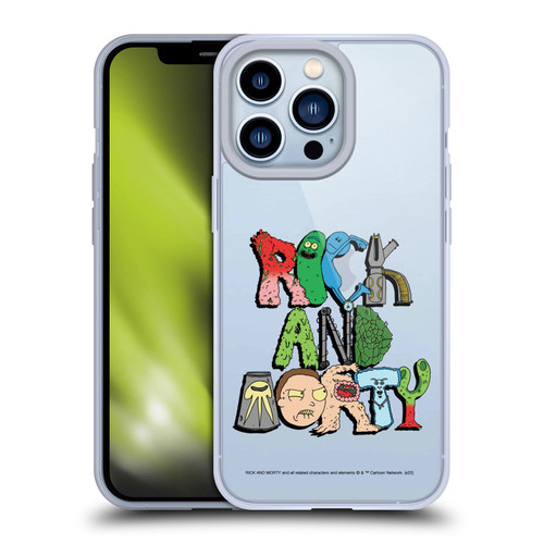 Rick And Morty Season 3 Character Art Typography Soft Gel Case for Apple iPhone 13 Pro