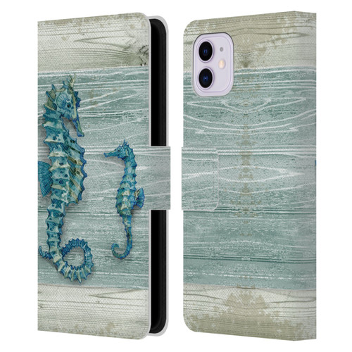 Paul Brent Sea Creatures Seahorse Leather Book Wallet Case Cover For Apple iPhone 11