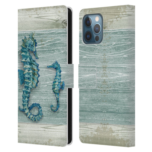 Paul Brent Sea Creatures Seahorse Leather Book Wallet Case Cover For Apple iPhone 12 Pro Max