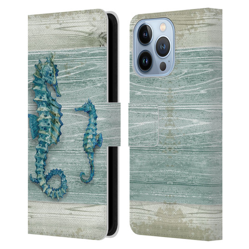 Paul Brent Sea Creatures Seahorse Leather Book Wallet Case Cover For Apple iPhone 13 Pro