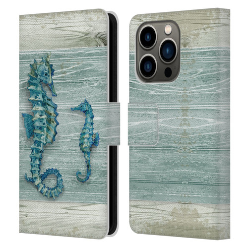 Paul Brent Sea Creatures Seahorse Leather Book Wallet Case Cover For Apple iPhone 14 Pro