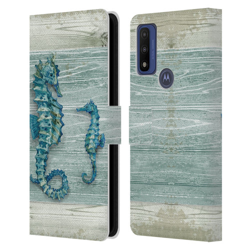Paul Brent Sea Creatures Seahorse Leather Book Wallet Case Cover For Motorola G Pure