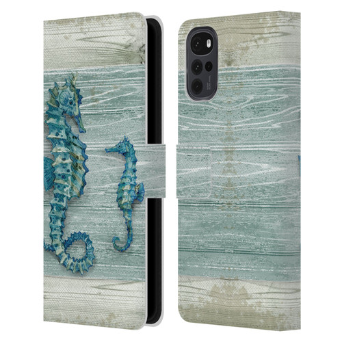 Paul Brent Sea Creatures Seahorse Leather Book Wallet Case Cover For Motorola Moto G22