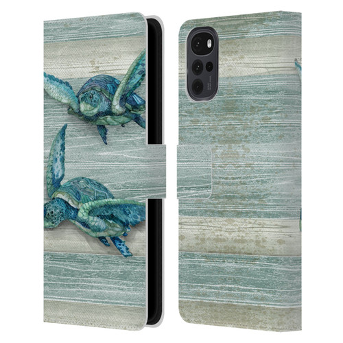 Paul Brent Sea Creatures Turtle Leather Book Wallet Case Cover For Motorola Moto G22