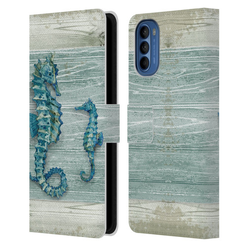 Paul Brent Sea Creatures Seahorse Leather Book Wallet Case Cover For Motorola Moto G41