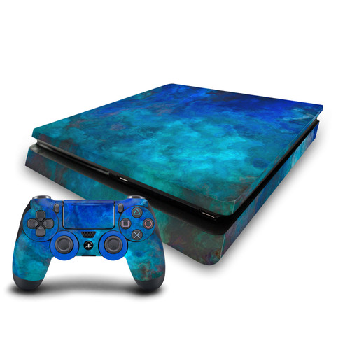 LebensArt Art Mix Blue Malachit Vinyl Sticker Skin Decal Cover for Sony PS4 Slim Console & Controller