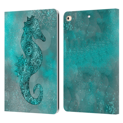 LebensArt Beings Seahorse Leather Book Wallet Case Cover For Apple iPad 9.7 2017 / iPad 9.7 2018