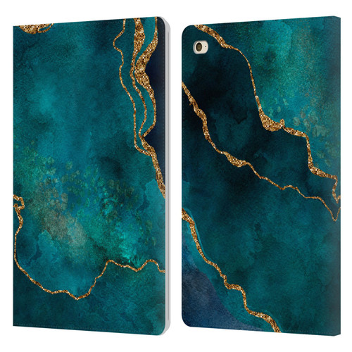LebensArt Mineral Marble Glam Turquoise Leather Book Wallet Case Cover For Apple iPad mini 4