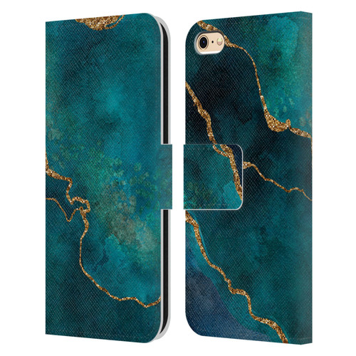 LebensArt Mineral Marble Glam Turquoise Leather Book Wallet Case Cover For Apple iPhone 6 / iPhone 6s