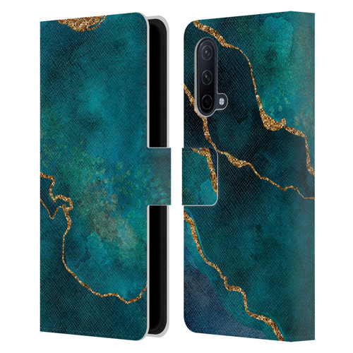 LebensArt Mineral Marble Glam Turquoise Leather Book Wallet Case Cover For OnePlus Nord CE 5G