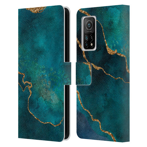 LebensArt Mineral Marble Glam Turquoise Leather Book Wallet Case Cover For Xiaomi Mi 10T 5G