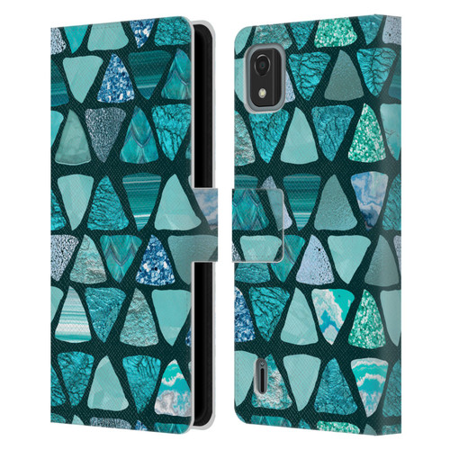 LebensArt Patterns 2 Teal Triangle Leather Book Wallet Case Cover For Nokia C2 2nd Edition