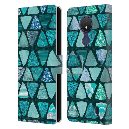 LebensArt Patterns 2 Teal Triangle Leather Book Wallet Case Cover For Nokia C21