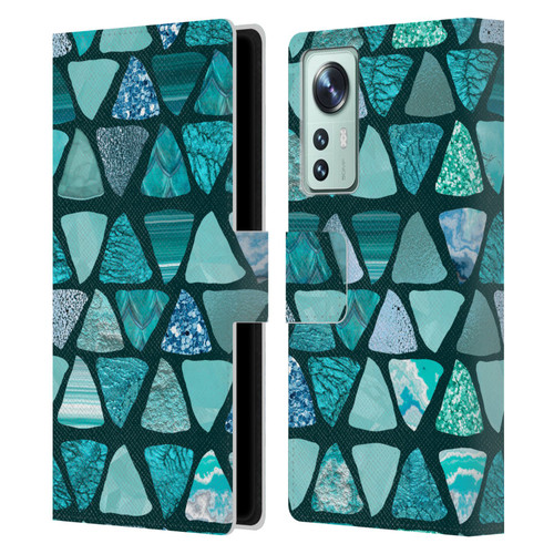 LebensArt Patterns 2 Teal Triangle Leather Book Wallet Case Cover For Xiaomi 12