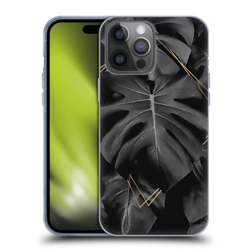 LebensArt Elegance in Black Deep Monstera Soft Gel Case for Apple iPhone 14 Pro Max