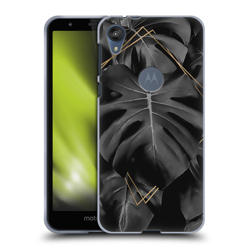 LebensArt Elegance in Black Deep Monstera Soft Gel Case for Motorola Moto E6