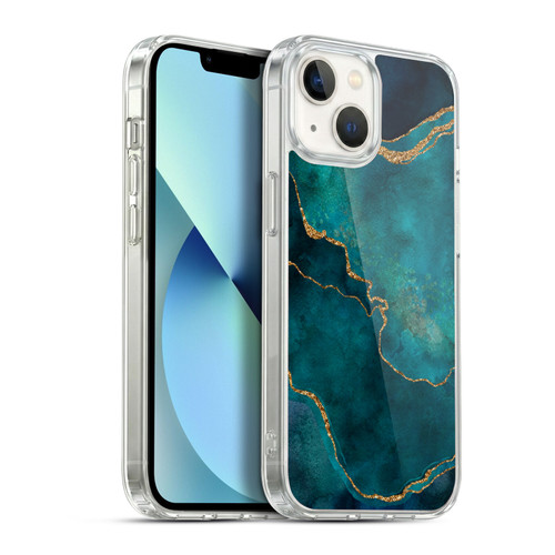 LebensArt Mineral Marble Glam Turquoise Soft Gel Case for Apple iPhone 13