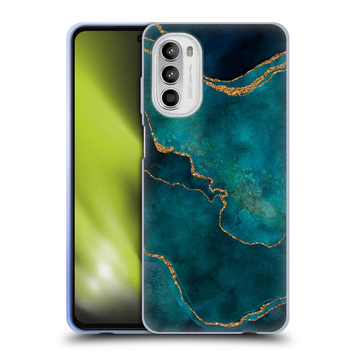 LebensArt Mineral Marble Glam Turquoise Soft Gel Case for Motorola Moto G52