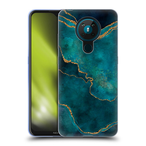 LebensArt Mineral Marble Glam Turquoise Soft Gel Case for Nokia 5.3