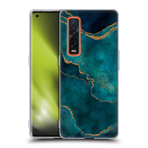 LebensArt Mineral Marble Glam Turquoise Soft Gel Case for OPPO Find X2 Pro 5G