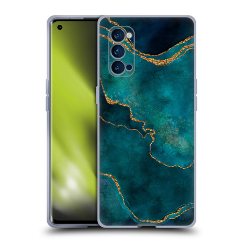 LebensArt Mineral Marble Glam Turquoise Soft Gel Case for OPPO Reno 4 Pro 5G
