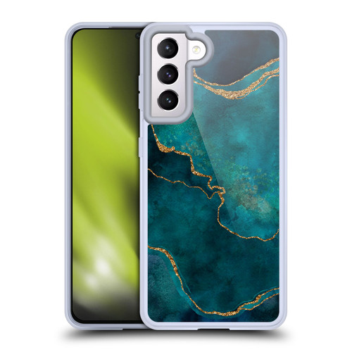 LebensArt Mineral Marble Glam Turquoise Soft Gel Case for Samsung Galaxy S21 5G