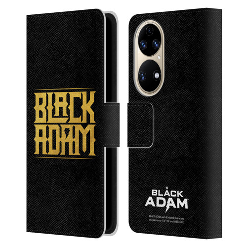 Black Adam Graphics Logotype Leather Book Wallet Case Cover For Huawei P50