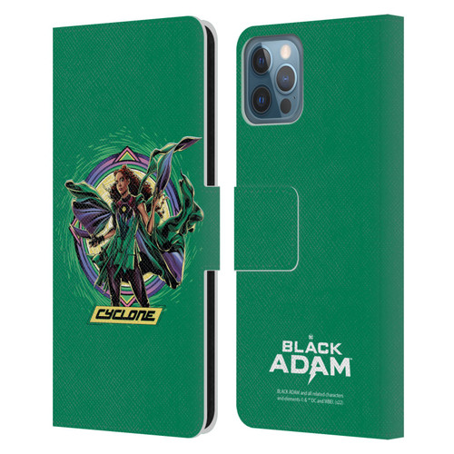 Black Adam Graphics Cyclone Leather Book Wallet Case Cover For Apple iPhone 12 / iPhone 12 Pro