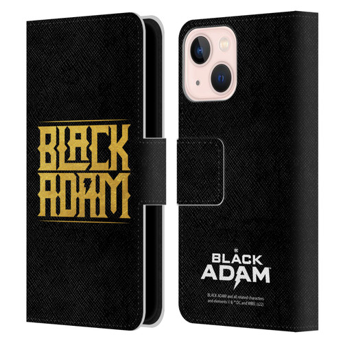 Black Adam Graphics Logotype Leather Book Wallet Case Cover For Apple iPhone 13 Mini