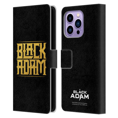 Black Adam Graphics Logotype Leather Book Wallet Case Cover For Apple iPhone 14 Pro Max