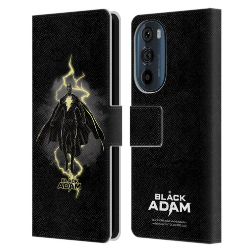 Black Adam Graphics Lightning Leather Book Wallet Case Cover For Motorola Edge 30