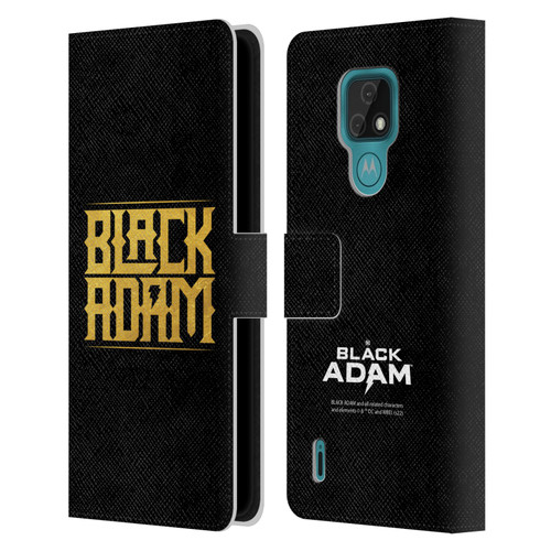 Black Adam Graphics Logotype Leather Book Wallet Case Cover For Motorola Moto E7