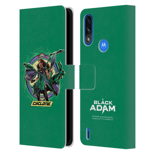 Black Adam Graphics Cyclone Leather Book Wallet Case Cover For Motorola Moto E7 Power / Moto E7i Power