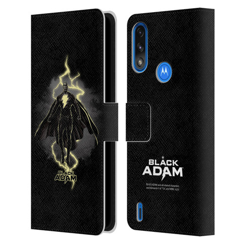 Black Adam Graphics Lightning Leather Book Wallet Case Cover For Motorola Moto E7 Power / Moto E7i Power