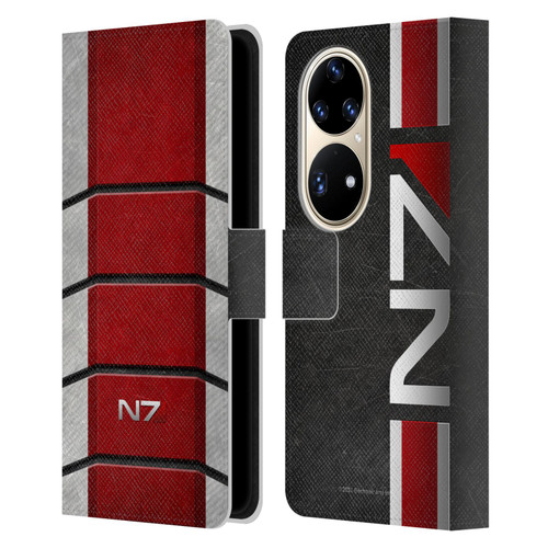 EA Bioware Mass Effect Graphics N7 Logo Armor Leather Book Wallet Case Cover For Huawei P50 Pro
