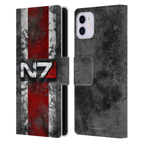 EA Bioware Mass Effect Graphics N7 Logo Distressed Leather Book Wallet Case Cover For Apple iPhone 11