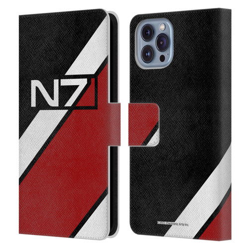 EA Bioware Mass Effect Graphics N7 Logo Stripes Leather Book Wallet Case Cover For Apple iPhone 14