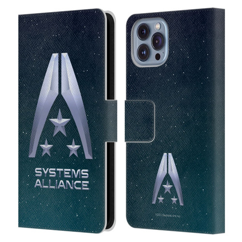 EA Bioware Mass Effect Graphics Systems Alliance Logo Leather Book Wallet Case Cover For Apple iPhone 14