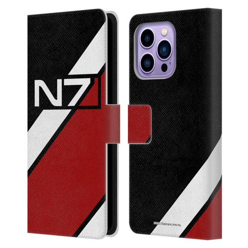 EA Bioware Mass Effect Graphics N7 Logo Stripes Leather Book Wallet Case Cover For Apple iPhone 14 Pro Max