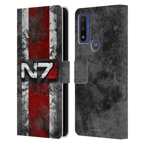 EA Bioware Mass Effect Graphics N7 Logo Distressed Leather Book Wallet Case Cover For Motorola G Pure
