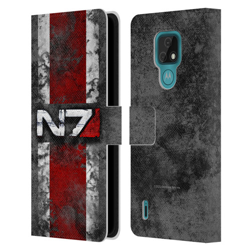 EA Bioware Mass Effect Graphics N7 Logo Distressed Leather Book Wallet Case Cover For Motorola Moto E7