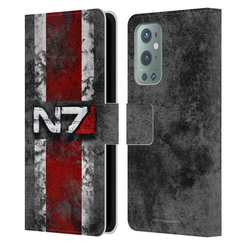 EA Bioware Mass Effect Graphics N7 Logo Distressed Leather Book Wallet Case Cover For OnePlus 9