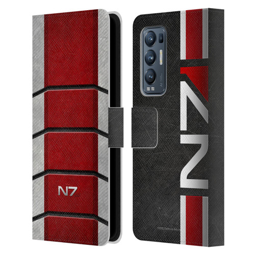 EA Bioware Mass Effect Graphics N7 Logo Armor Leather Book Wallet Case Cover For OPPO Find X3 Neo / Reno5 Pro+ 5G