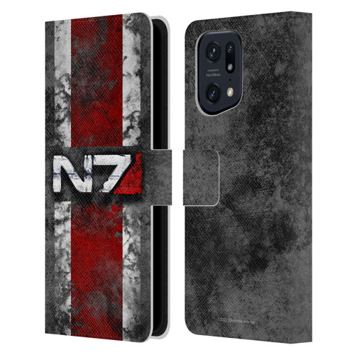 EA Bioware Mass Effect Graphics N7 Logo Distressed Leather Book Wallet Case Cover For OPPO Find X5 Pro