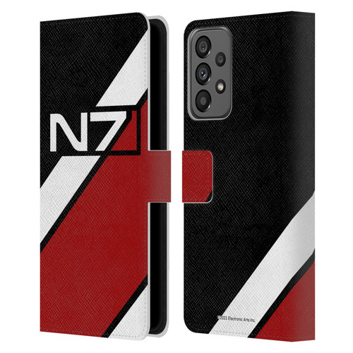 EA Bioware Mass Effect Graphics N7 Logo Stripes Leather Book Wallet Case Cover For Samsung Galaxy A73 5G (2022)